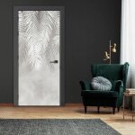 Papier peint porte intiss� 3d feuilles b�ton (91x211 cm colle inclus) pour chambre salon photo non tiss� ...