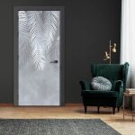 Papier peint porte intiss� feuille de palmie (91x211 cm colle inclus) pour chambre salon photo non tiss� ...