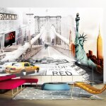 Papier peint street art new york streets 200x140 cm - papier peint panoramique - intiss�