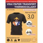 Papier transfert - transourdream - 3. 0 - 20 feuilles a4 - noir pour textile - impression laser & jet ...