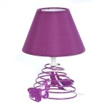 Papillon t - lampe de chevet conique m�tal violet abat - jour: empire tissu violet 1 ampoule e14 pop ...
