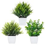 Paquet de 3 fausses plantes en pots plante deucalyptus artificielle mini plantes artificielles en pot ...