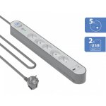 Parafoudre 5 prises 800j avec usb a + c 15m 100% plastique recycl� grise et blanche - garanti � vie force ...