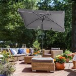 Parasol de balcon rectangulaire 180 x 125cm - songmics - gris - protection upf 50 + - toile avec rev�tement ...