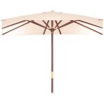Parasol carr� beige 3 x 3 m - no name - m�t en bois - ouverture � poulie - mobilier de jardin sun top ...