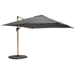 Parasol d�port� 3x3m et 4 dalles lest�es effet bois gris - oviala