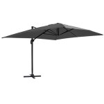 Parasol d�port� inclinable et rotatif 4x3m aluminium gris anthracite - oviala