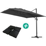 Parasol jardin d�port� alu sun 4 - rectangle - 3 x 4 m - noir - dalles � lester incluses