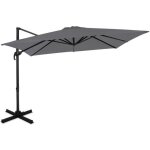 Parasol dport carr 3x3m - rotation 360c - angle dinclinaison rglable - rsistant aux uv - gris - ...