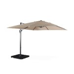 Parasol d�port� carr� beige 3x3m structure grise + lot de 4 dalles � lester 50x50cm