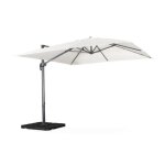 Parasol d�port� carr� �cru 3x3m structure grise + lot de 4 dalles � lester 50x50cm