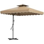 Parasol d�port� - outsunny - carr� - avec pied en croix - double toit - pour jardin terrasse balcon - ...