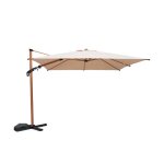 Parasol d�port� etretat rectangulaire beige 3x4m. m�t effet bois