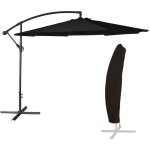 Parasol d�port� oahu rond 3m de diam�tre noir + housse