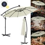 Parasol d�port� - hengmei - �350cm - aluminium - protection uv - eclairage led solaire