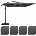 Parasol dport 3x3m et 4 dalles  remplir aluminium gris - oviala