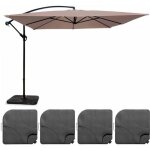 Parasol d�port� 3x3m et 4 dalles � remplir acier taupe - oviala