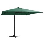 Parasol dport avec led et mt en acier 250x250 cm vert 46993