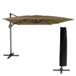 Parasol d�port� molokai rectangulaire 3x4m taupe + housse