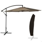 Parasol d�port� oahu rond 350m de diam�tre taupe + housse