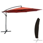 Parasol d�port� oahu rond 350m de diam�tre terracotta + housse
