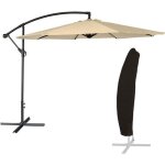 Parasol d�port� oahu rond 3m de diam�tre beige + housse