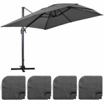 Parasol d�port� 4x3 m 360� inclinable + 4 dalles � lester gris - oviala