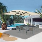Idmarket parasol d�port� inclinable rotatif 360 calvi �cru 3x4 m avec housse