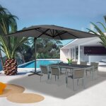 Idmarket parasol d�port� inclinable rotatif 360 calvi gris 3x4 m avec housse