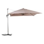 Parasol d�port� rectangulaire �quador taupe 4 x 3m en aluminium et polyester - hesp�ride