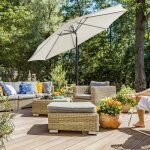 Parasol droit � 3 m octogonal inclinable toile polyester 180g / m� beige gpu30be (sans socle) songmics ...