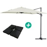Parasol jardin d�port� alu sun 3 - carr� - 3 x 3 m - ecru - dalles incluses