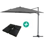 Parasol jardin d�port� alu sun 3 - carr� - 3 x 3 m - gris - dalles incluses