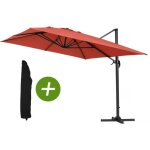Parasol jardin d�port� alu sun 4 - rectangle - 3 x 4 m - rouge + housse de protection