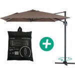 Parasol jardin d�port� alu sun 4 - rectangle - 3 x 4 m + housse de protection - taupe
