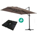 Parasol jardin d�port� alu sun 4 - rectangle - 3 x 4 m - taupe - dalles incluses - habitat et jardin