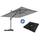 Parasol jardin d�port� en aluminium sky 4 - 3 x 4 m - gris - dalles � lester incluses