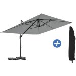 Parasol jardin d�port� en aluminium sky 4 - 3 x 4 m - gris - avec housse