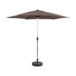 Parasol jardin droit alu sol - rond - � 3m - taupe - avec pied � lester