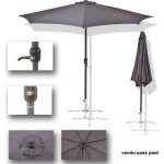 Parasol jardin pied metal manivelle aluminium gris
