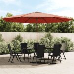 Parasol de jardin en polyester anti - uv et m�t en bois dur massif - vidaxl - terre cuite - 400x273 cm ...