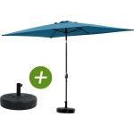 Parasol jardin sol 2 - rectangle - 2 x 3 m - bleu + dalles � lester incluses