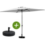 Parasol jardin sol 2 - rectangle - 2 x 3 m - gris + dalles � lester incluses