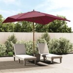 Parasol de jardin vidaxl en polyester anti - uv et anti - dcoloration avec mt en bois rouge bordeaux ...