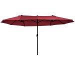 Parasol de jardin - outsunny - ext�rieur double rectangulaire ouverture manivelle robuste - acier - 46x27x24m ...