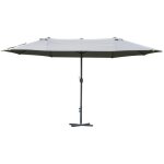 Parasol de jardin xxl - outsunny - grande taille avec pied en croix ouverture fermeture manivelle - acier ...