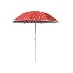 Parasol de plage - fruit - 180 cm - rouge fraise - pliant - m�t droit