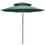 Parasol de terrasse 270 x 270 cm poteau en bois vert