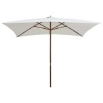 Parasol - vidaxl - 200 x 300 cm - bois dur - blanc cr�me - pliable
