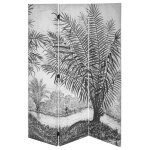 Paravent 3 pans en tissu imprimé blanc - noir - longueur 121 x profondeur 25 x hauteur 170 cm Paravent 3 pans en tissu imprimé blanc - noir - longueur 121 x profondeur 25 x hauteur 170 cm